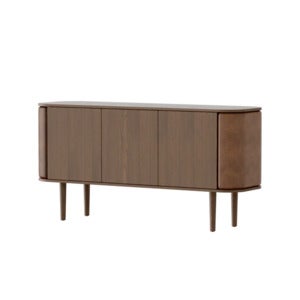 Treasures skab med 3 låger Mørk eg/Brown faux leather