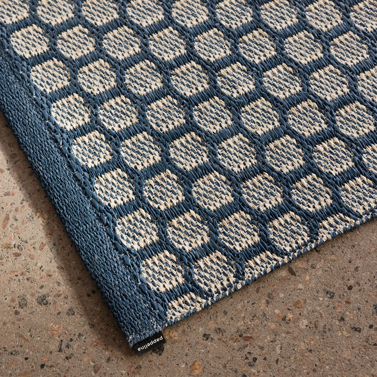 Vendbar Plastmåtte MIMI Ocean Blue/Cream 70x300 cm