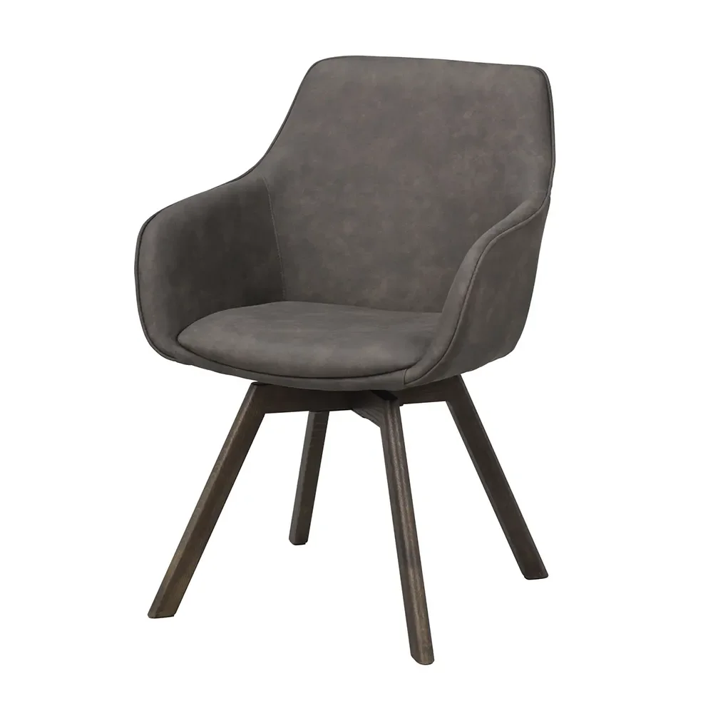 Rowico Home, Alison stol med armlæn mørkegrå microfiber/brune ben i eg