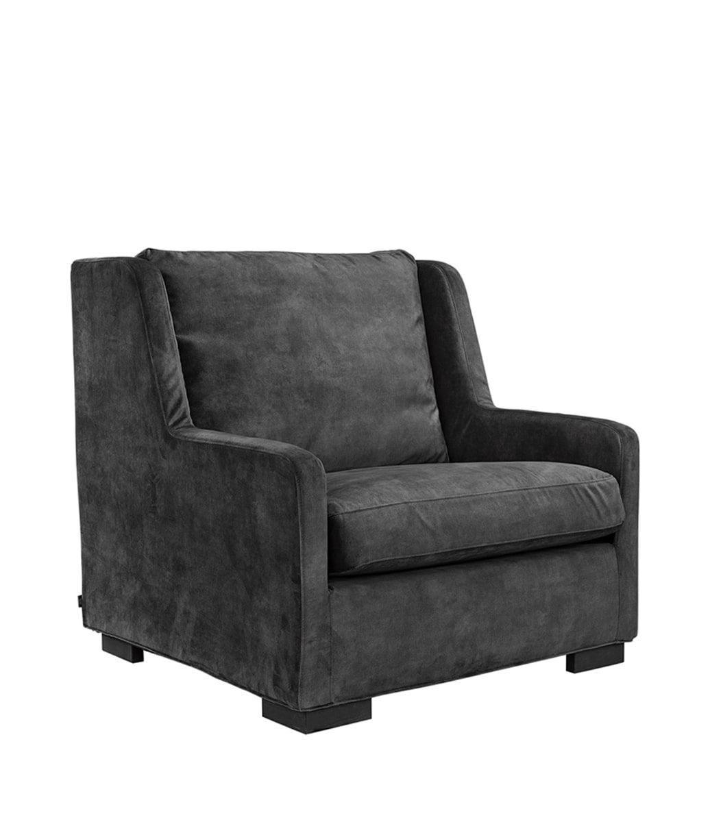 Dover lænestol polstring Velvet Mørkegrå