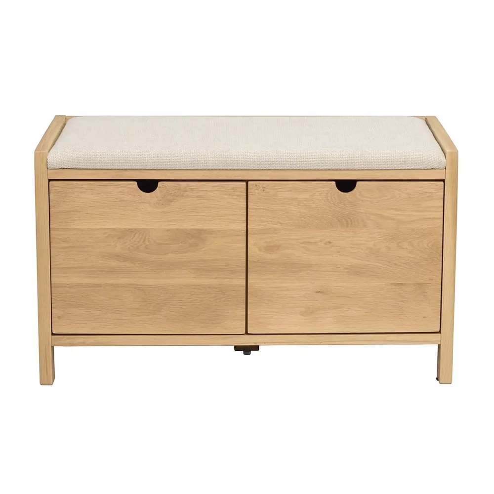 Hillmond opbevaringsbænk 80 cm eg/beige stof