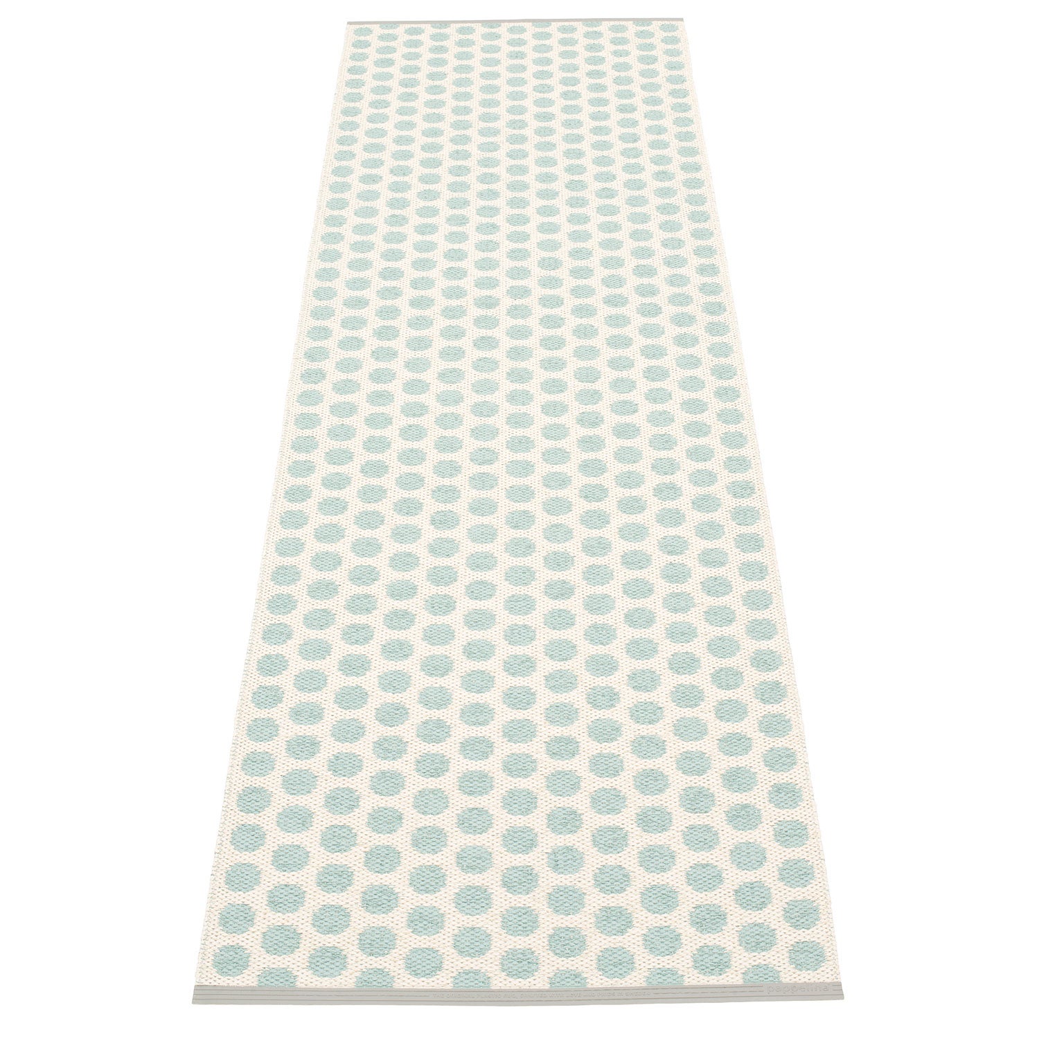 Pappelina, Noa tæppe 70x250 cm pale turquoise / vanilla / warm grey stripe