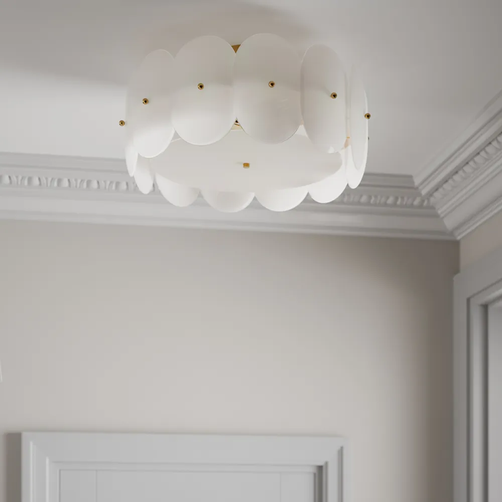 Omlott plafond Ø53cm messing/hvid