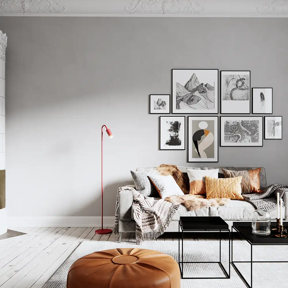 Curve Gulvlampe Rød