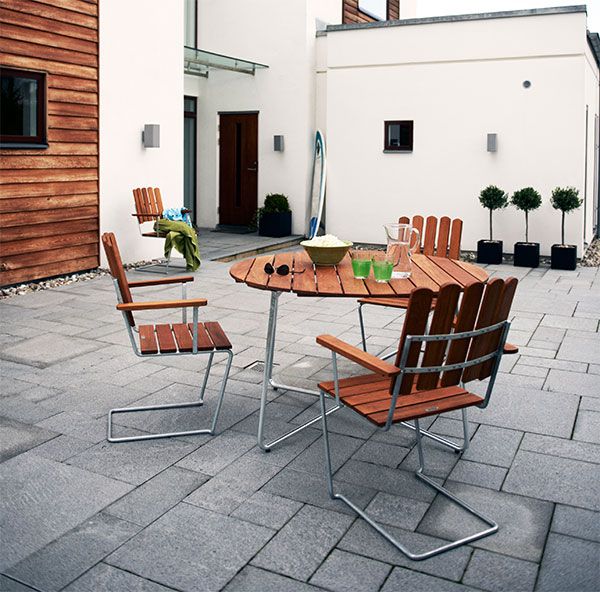 Spisebordssæt 9A Ø100 Cm & A2 Teak Grythyttan Stålmöbler