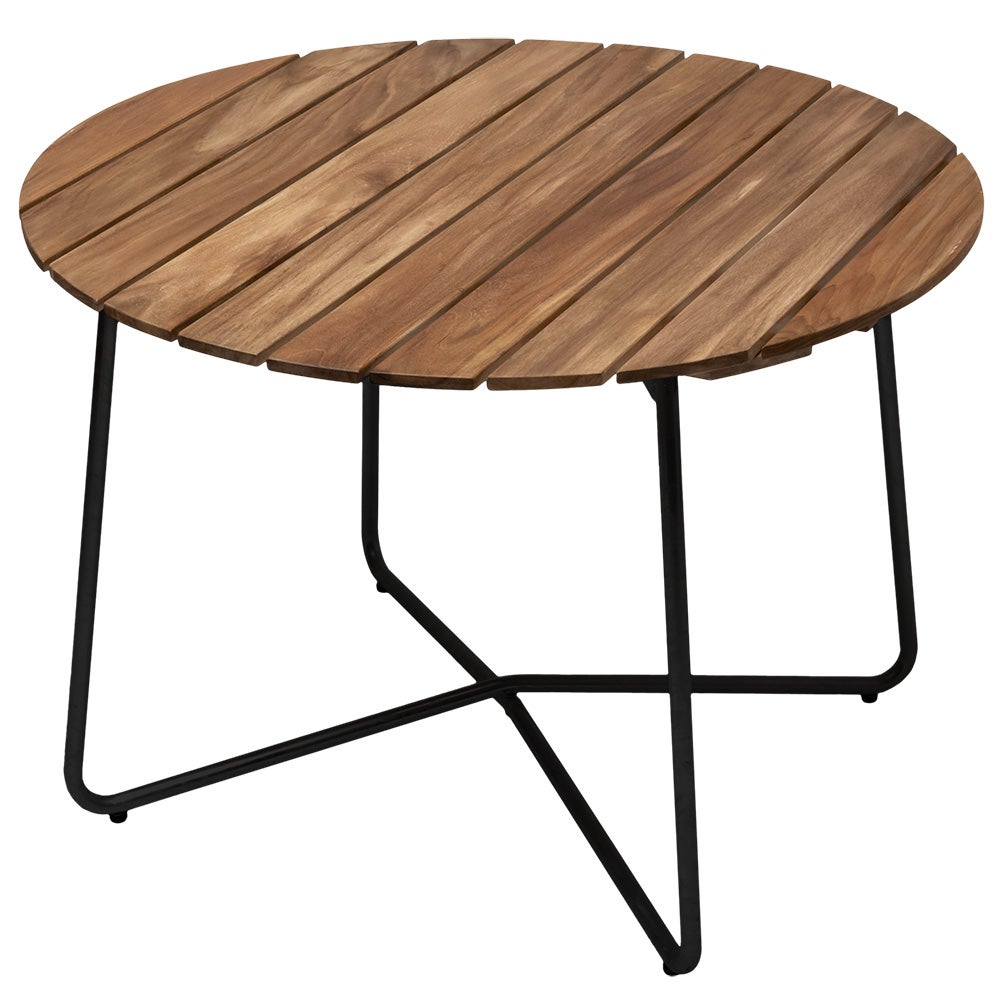 Grythyttan Stålmöbler, Bord 9A 100 Ubehandlet teaktræ / sort stativ