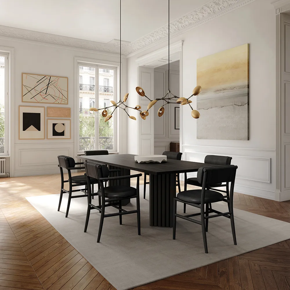 Nama Spisestol - Kaffe Sort, Anilin læder sort