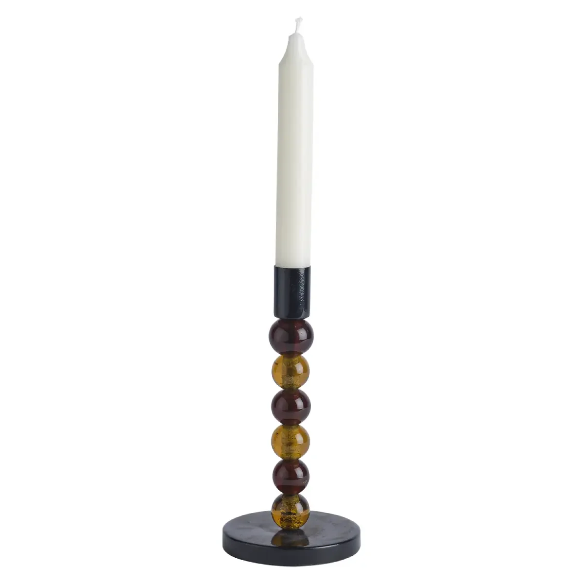 ISABELLE Lysestage H:18,5 cm Brun/Sort