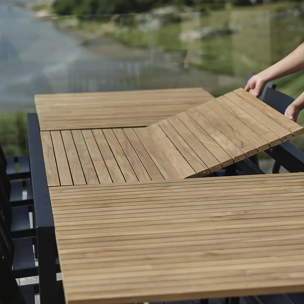 Naos Spisebord 100x220-320 cm Sort/Teak 