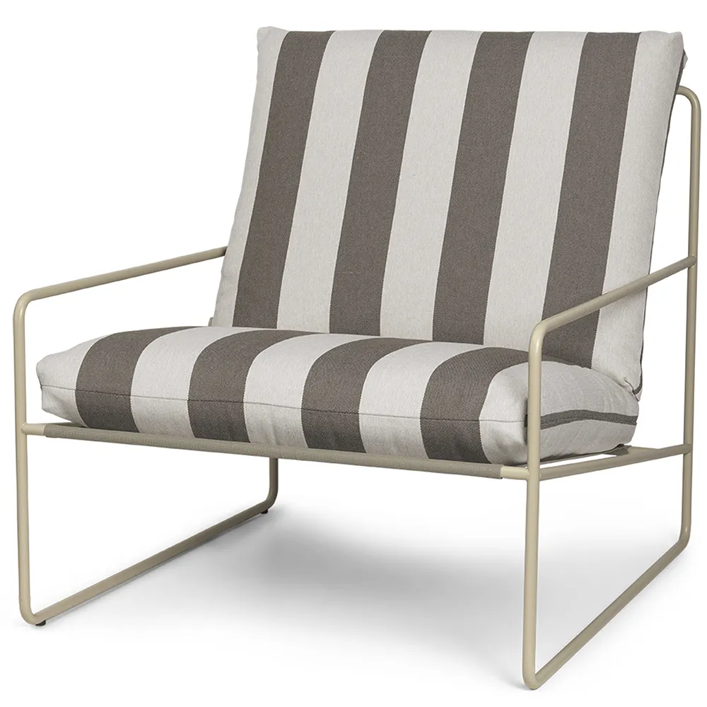Ferm Living, Desert Lænestol Stripe Cashmere/Chocolate