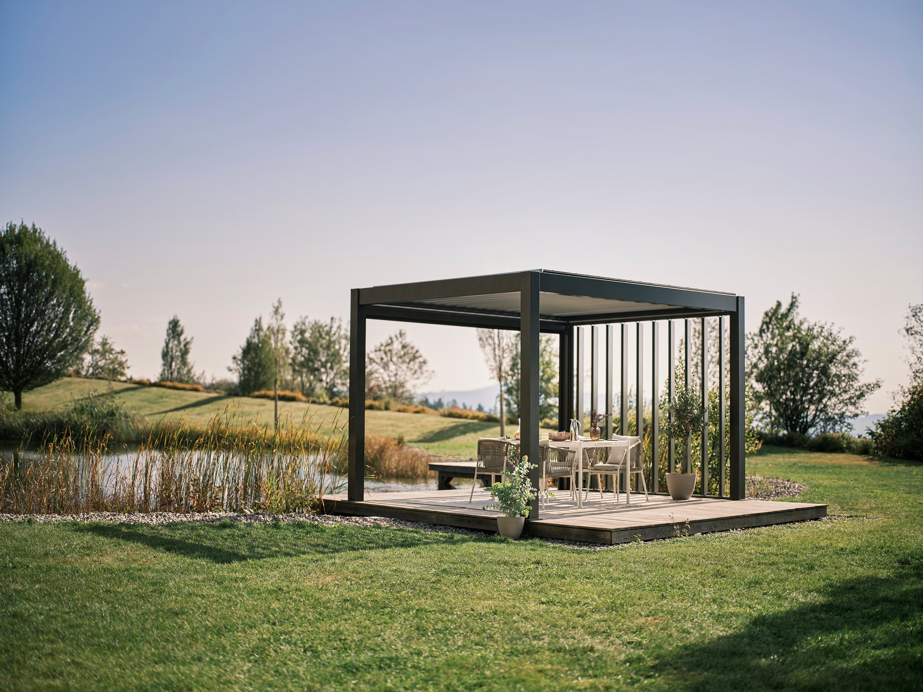 Pergola størrelse 4 x 3 metallic mørkegrå