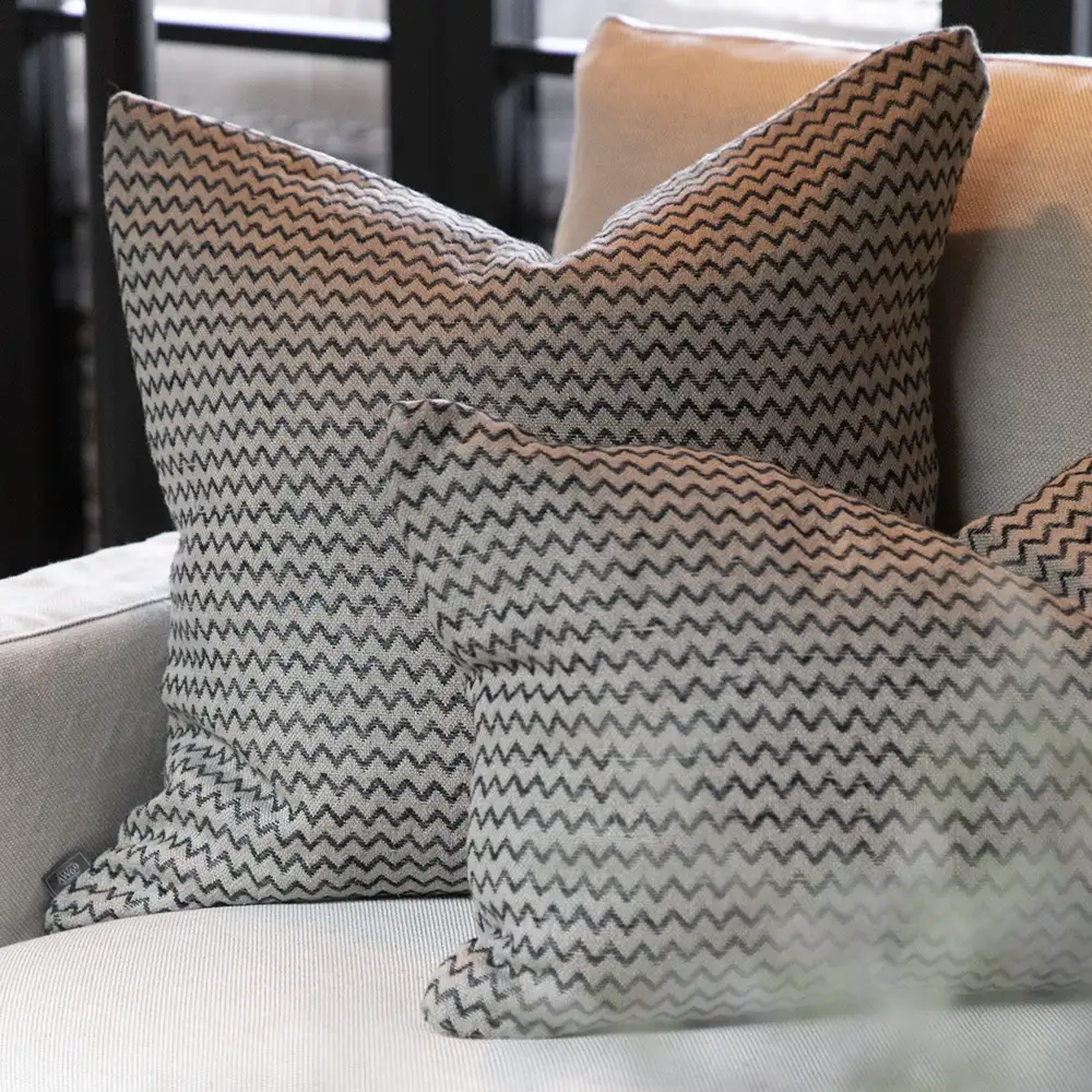 Casa pudebetræk linen/sort 50x50 cm