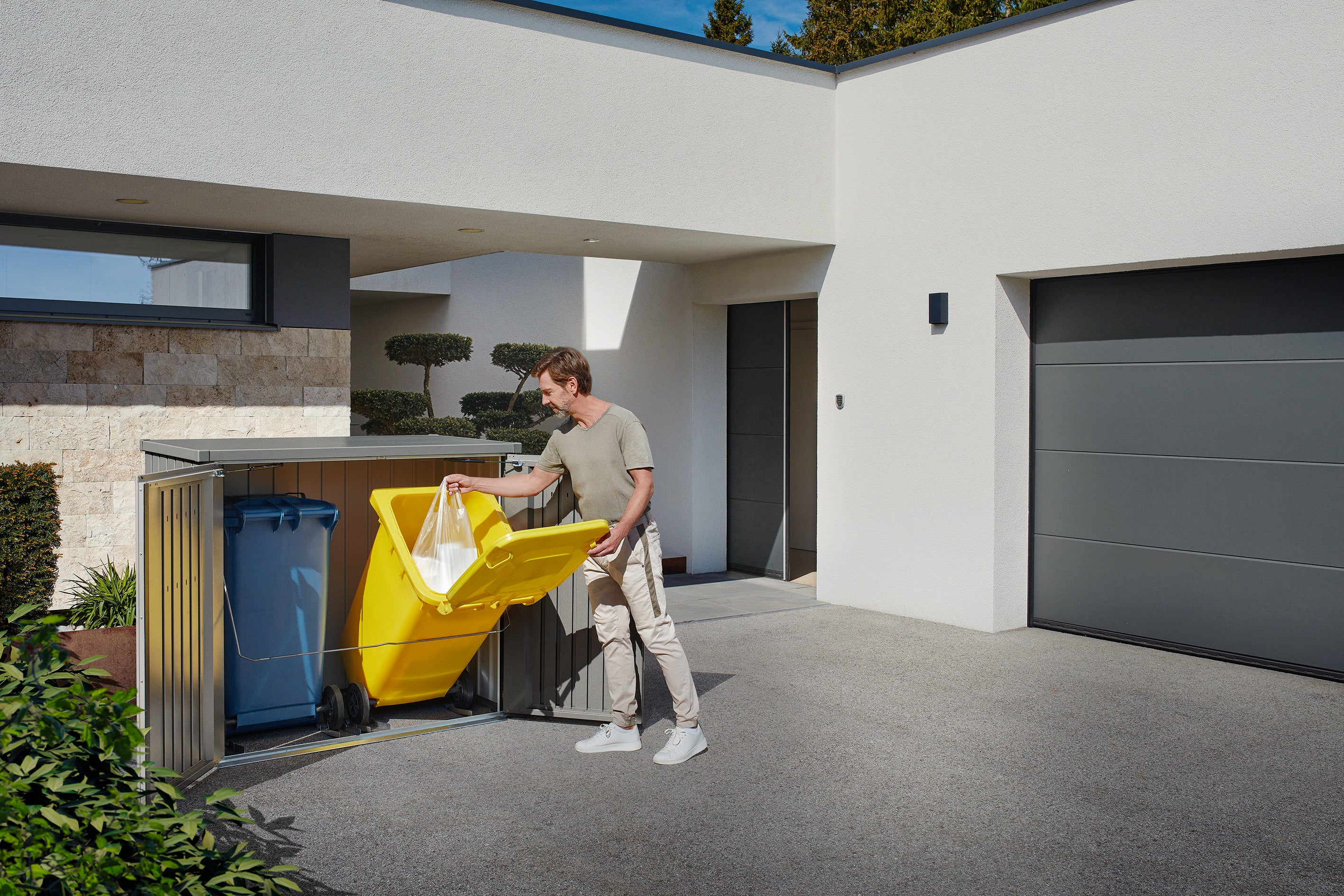 Alex Duo boks til affaldsspand - metallisk quartz grå