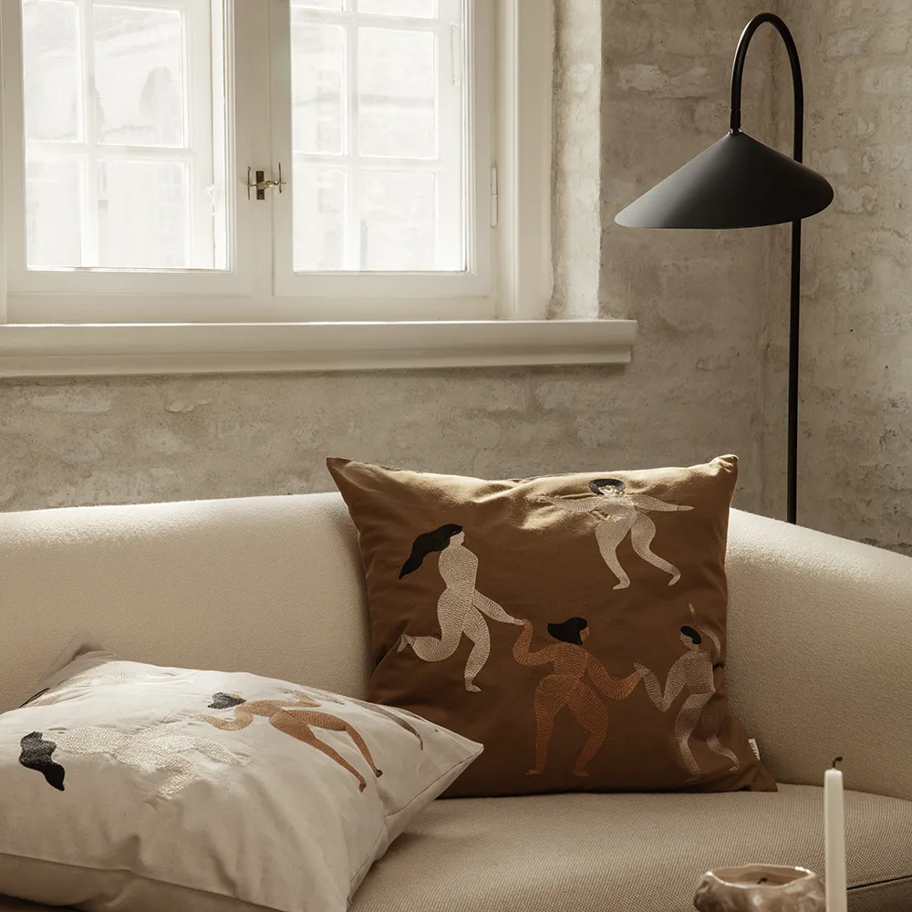 Justerbar Gulvlampe med Travertinfod Arum Black