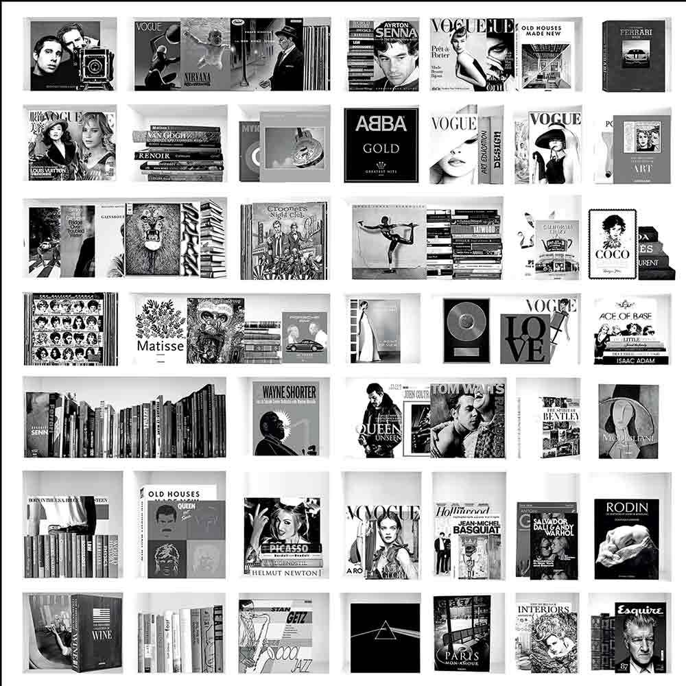 Vægdekoration Book Case Music White 100x100 cm Artwood