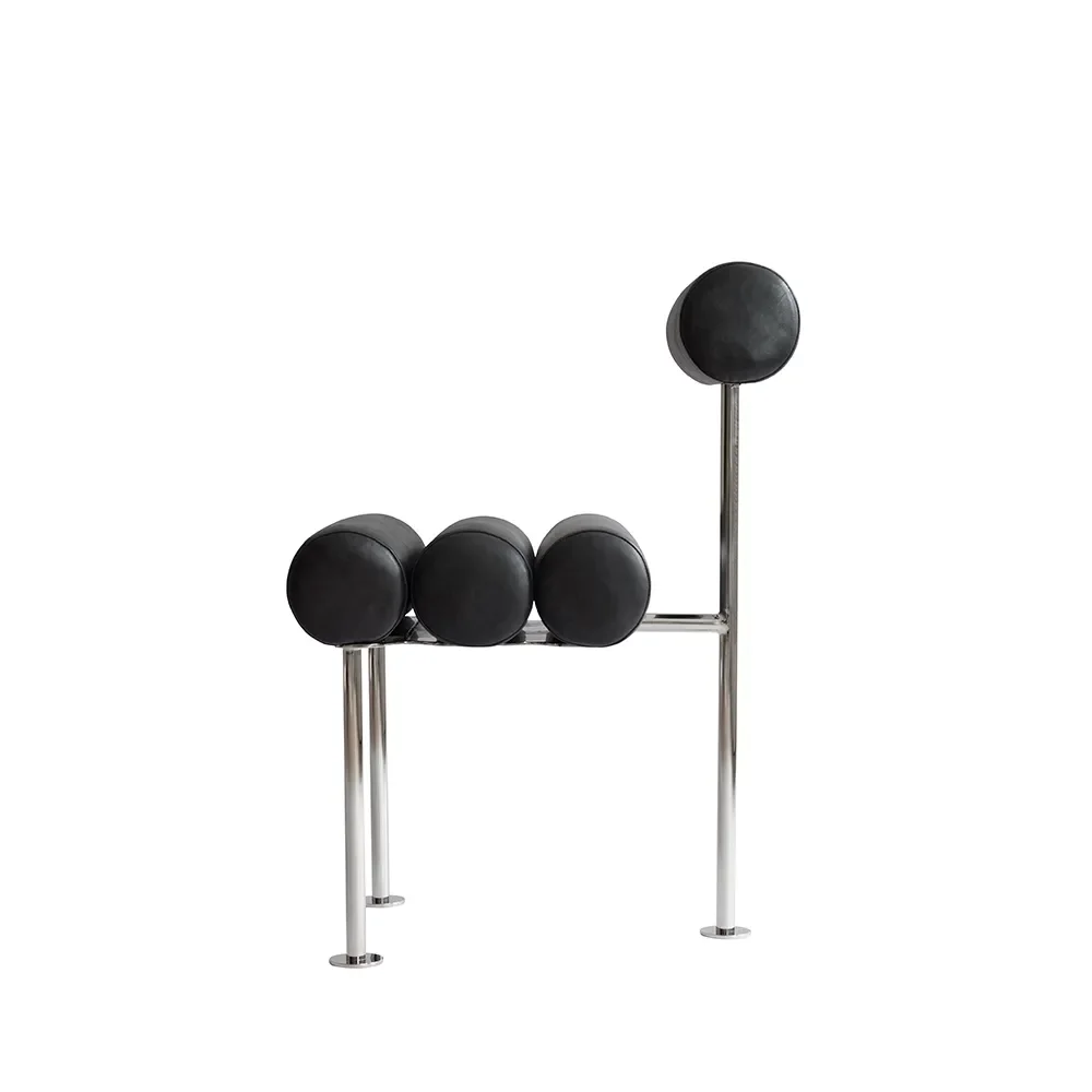  Hiro Spisestol Rustfrit Stål - Anilin Læder Sort