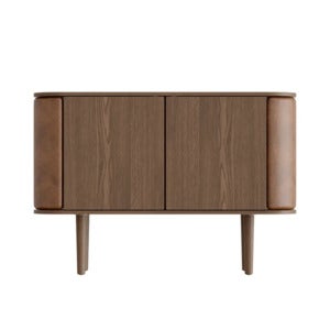 Treasures skab med 2 låger, mørk eg/Brown Faux leather