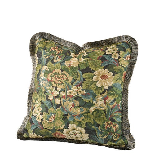 Pudebetræk i Ebonleaf Flower med frynser - 50x50 cm