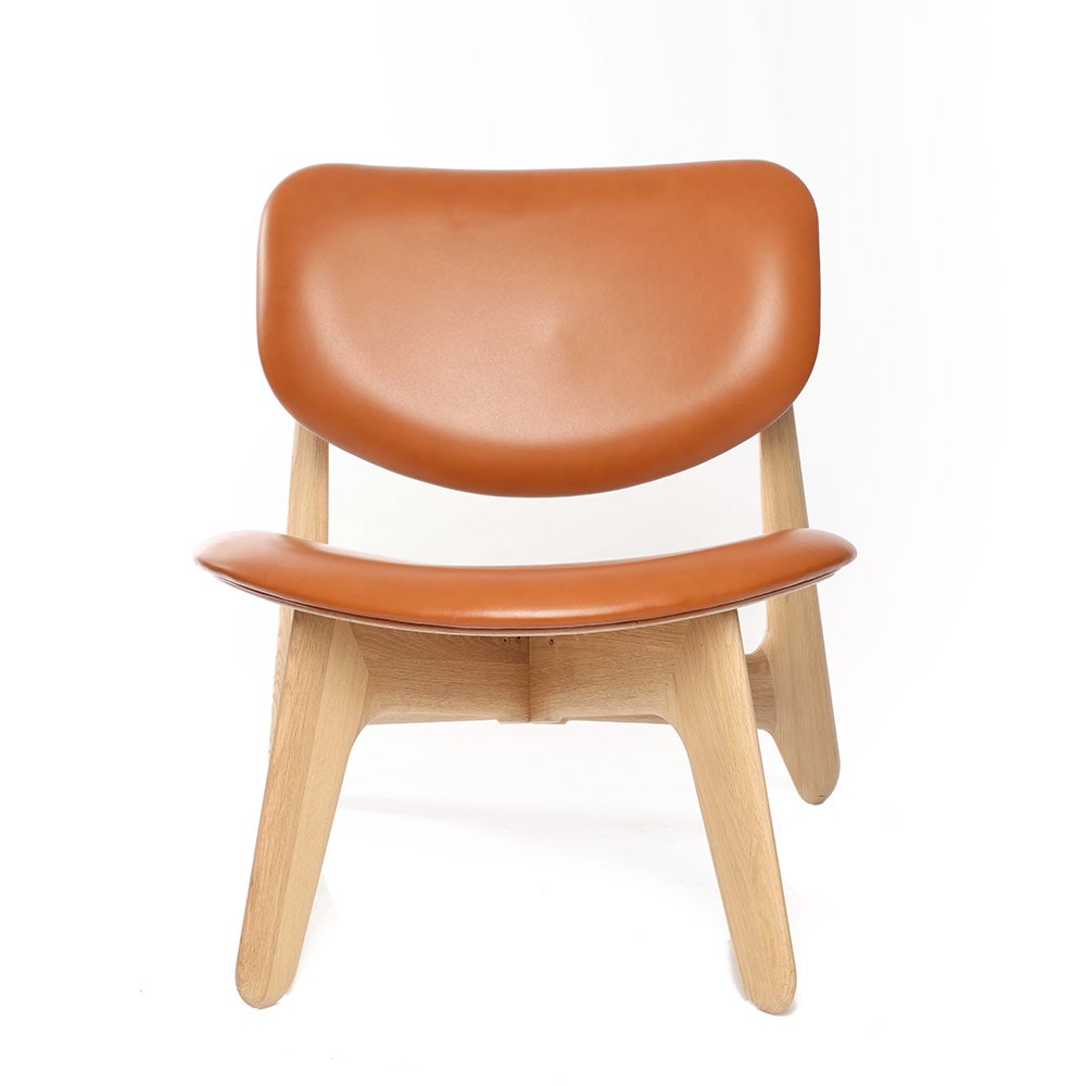 Slab Lounge Chair fra Tom Dixon Natural Oak - Cognac Leather - Jacobsen Plus