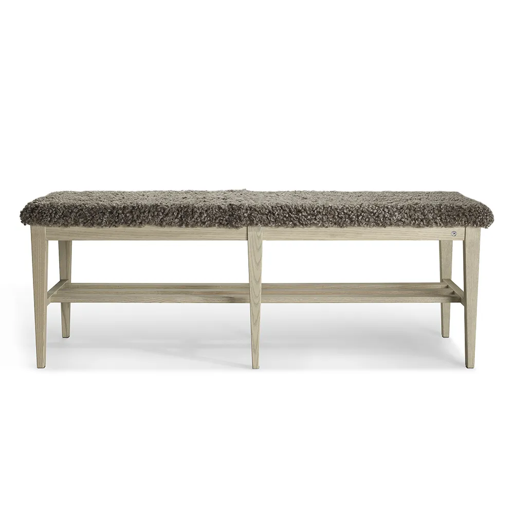 Nadja Bænk 130 cm Grå olieret ask/fåreskind Sahara