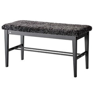Cora Bench Sortbejdset eg/fåreskind Mørkegrå