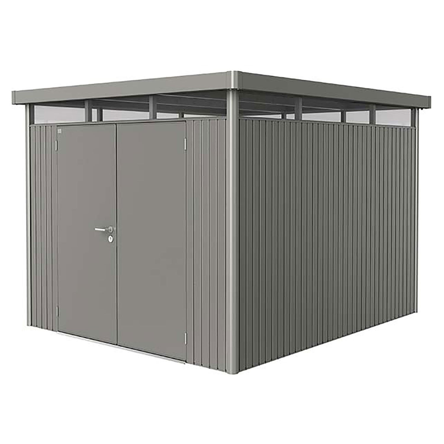 Highline haveskur med dobbeltdør, størrelse h5, metallisk kvartsgrå