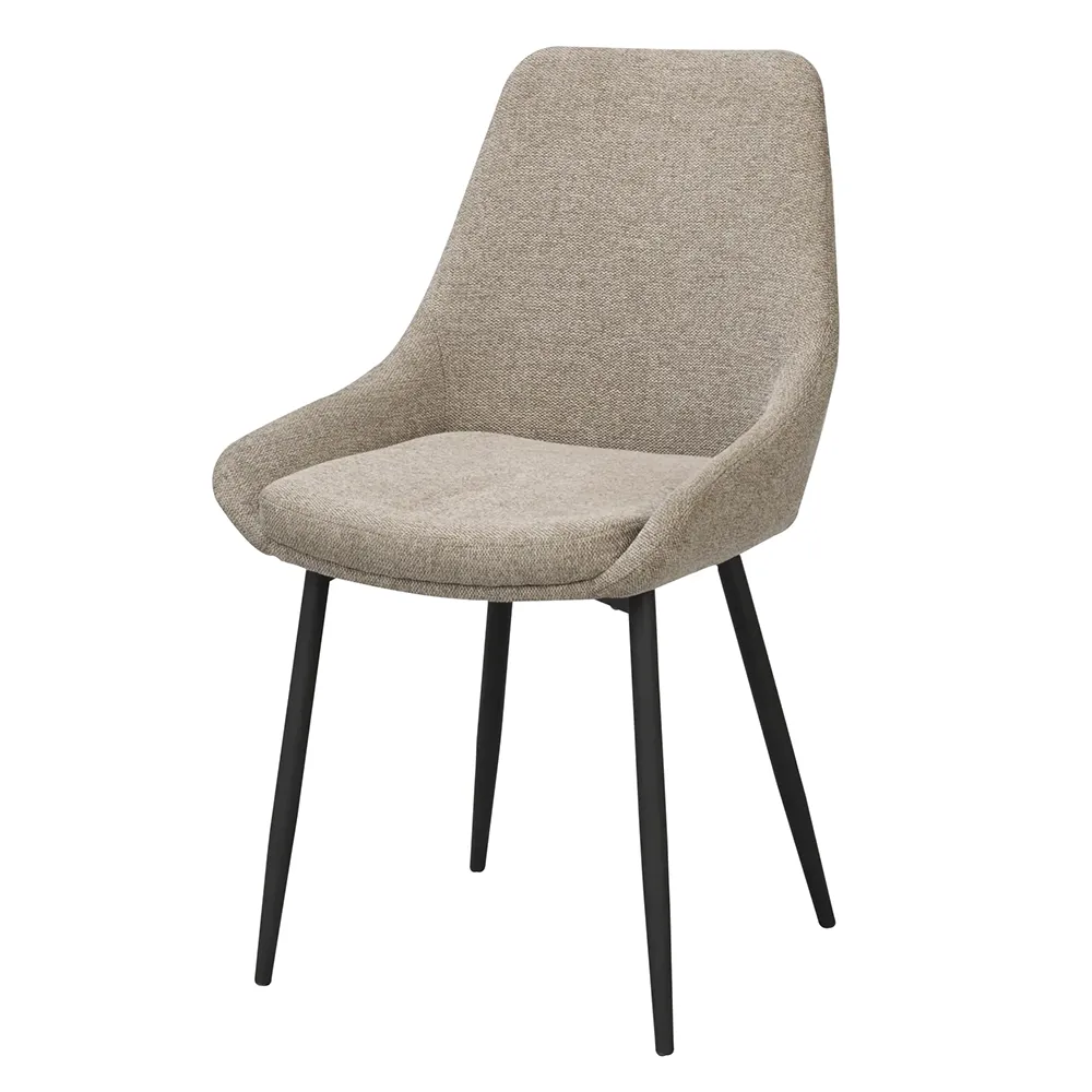 Spisebordsstol Rowico Sierra i beige polyester med sorte metalben H85xB49xD55 cm FSC 100% certificeret
