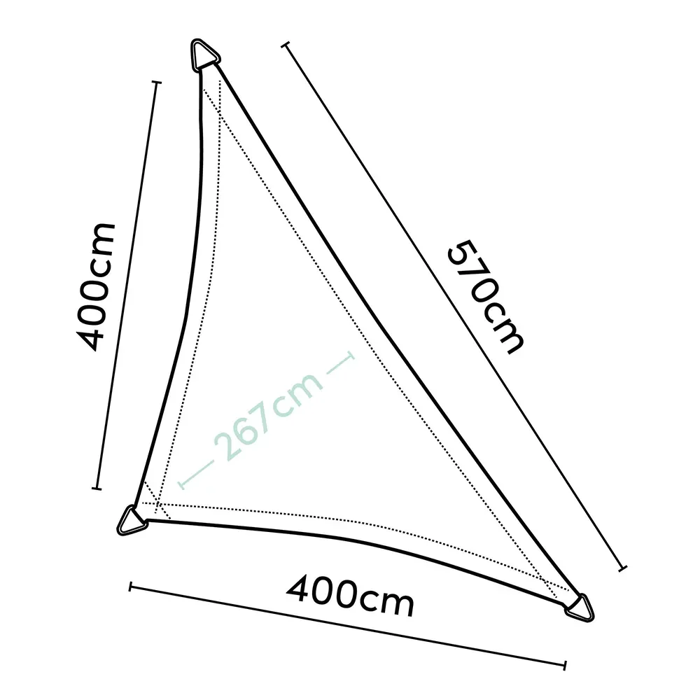 Coolfit solsejl trekantet 90° 400x570 cm grå