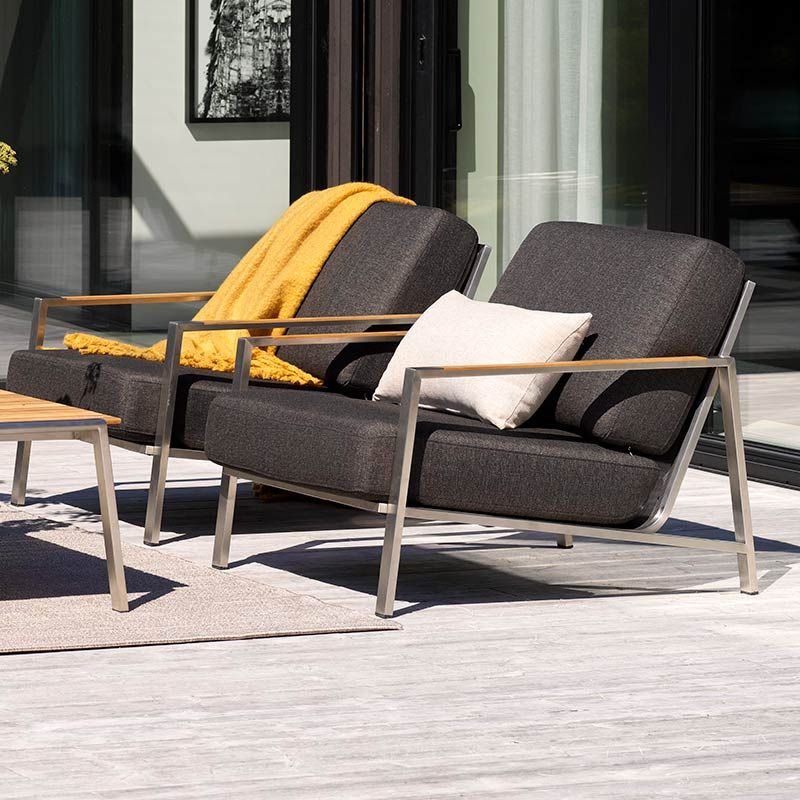 Naos Lænestol Rustfrit Stål/Nearly Black Brafab