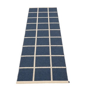 Vævet Tæppe Criss Dark Blue 70x225 cm