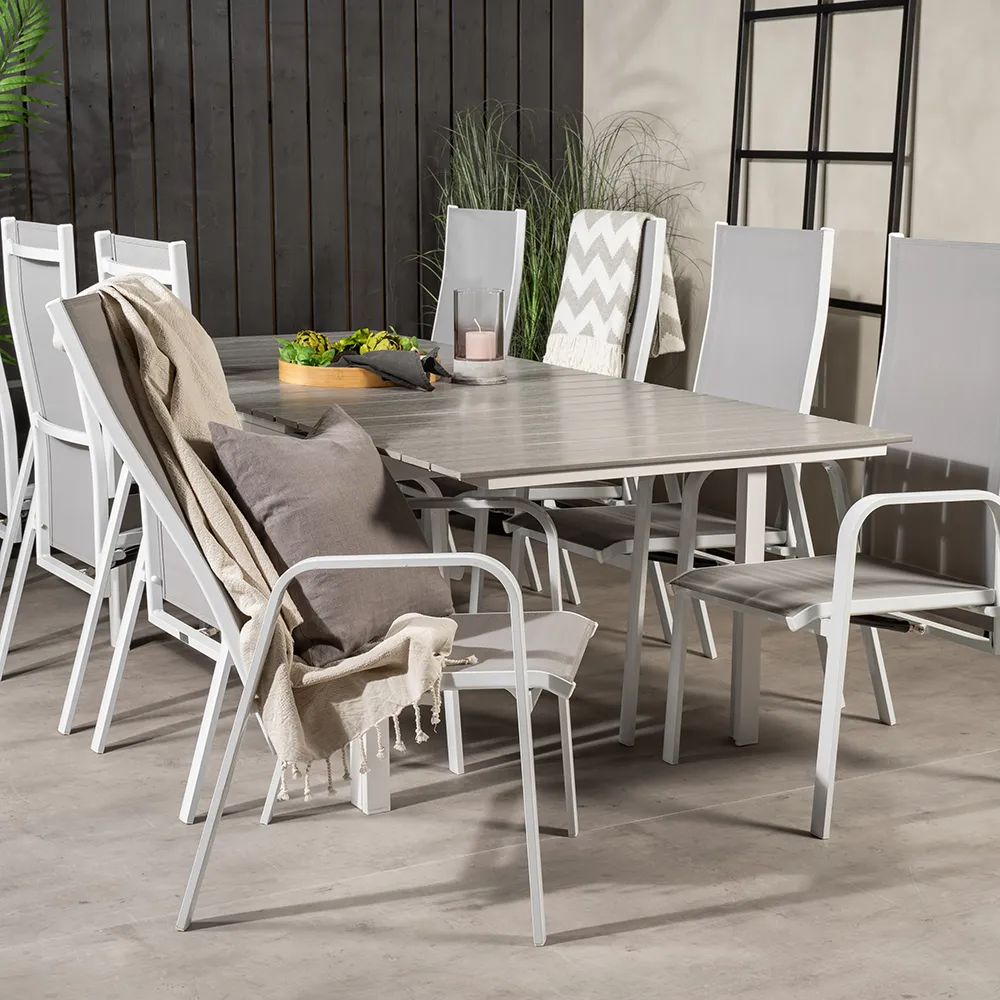 Copacabana positionsstol hvid/grå 2-pak 