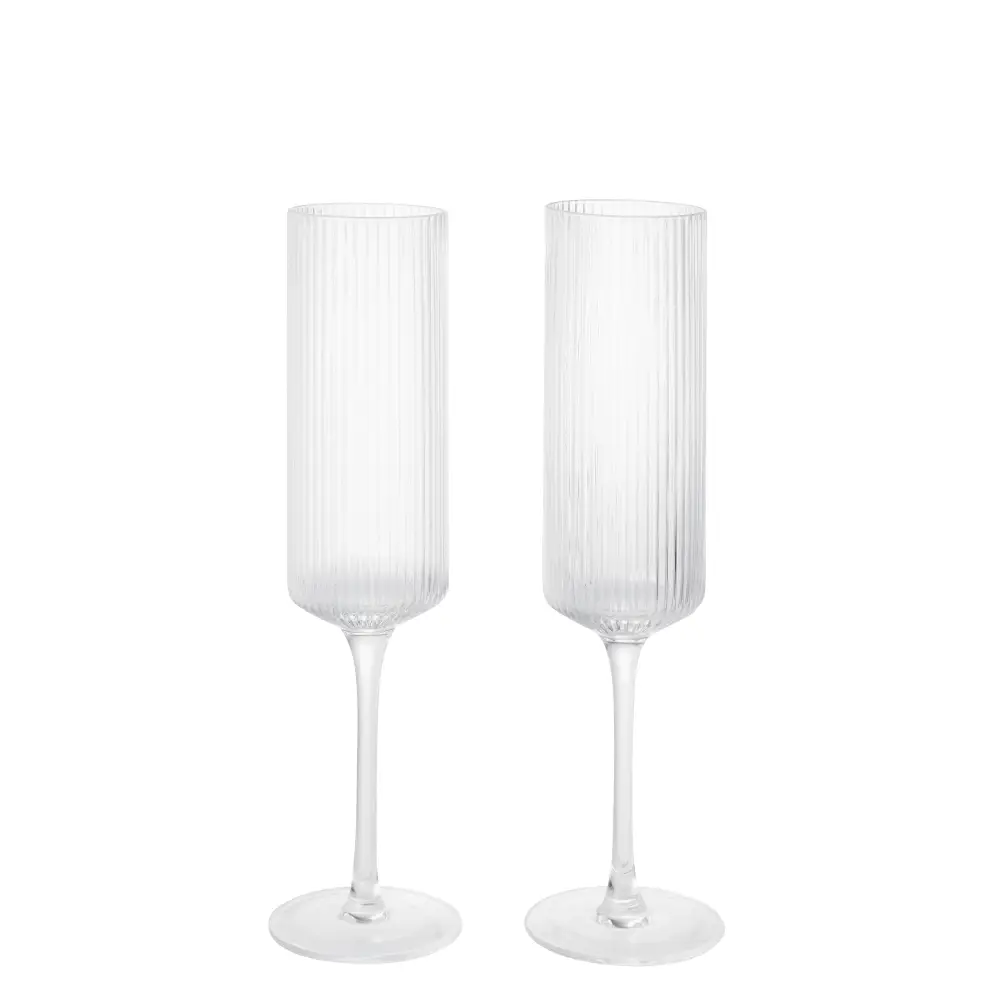Ferm Living Ripple Champagne flutes champagneglas 15 cl 2-pak Clear