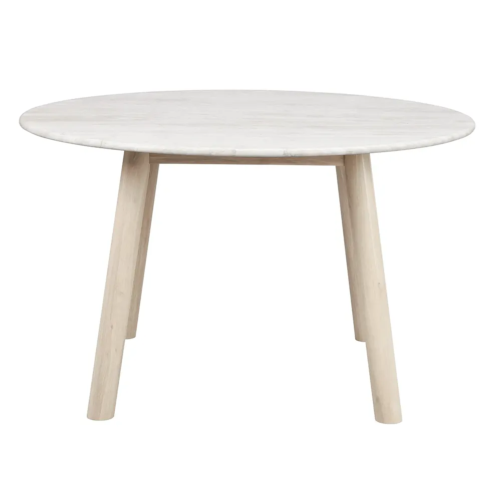 Rowico Home, Taransay spisebord Ø125 cm beige travertin/hvid pigmenteret eg