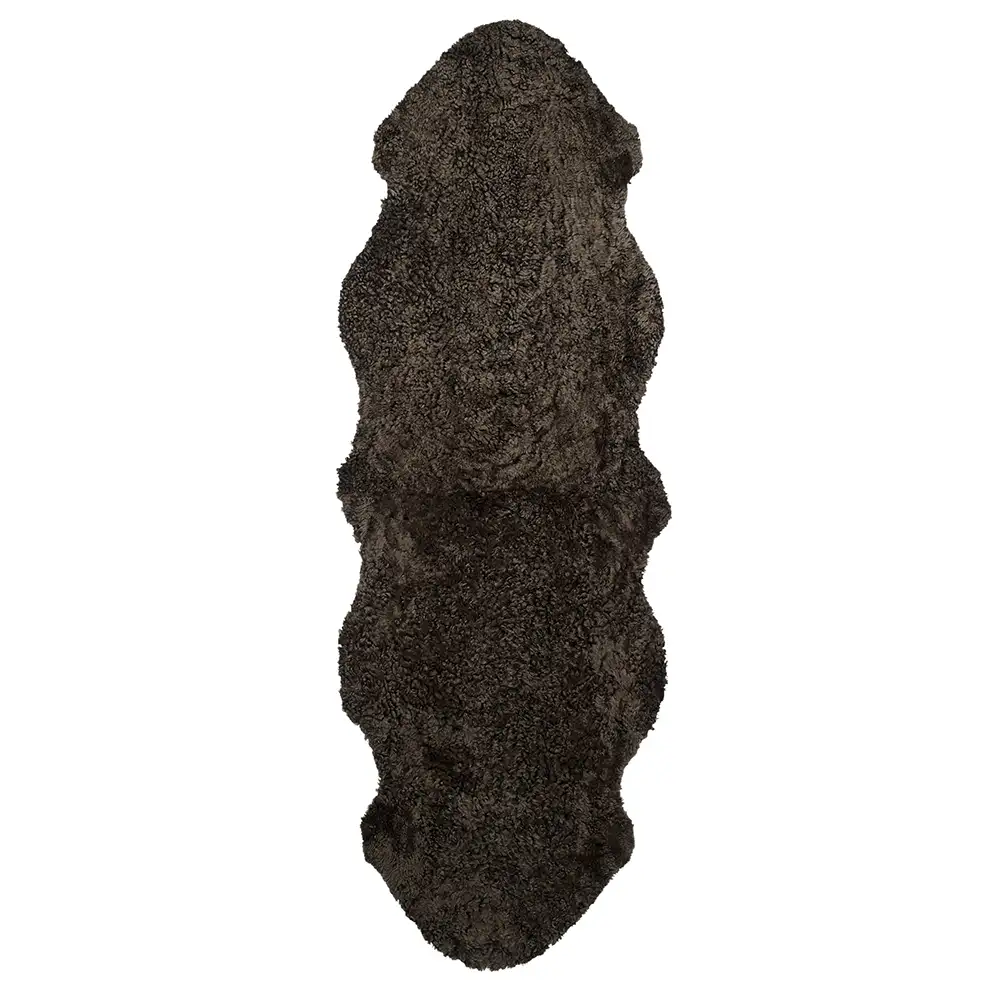 Skinnwille, Curly Fåreskind 60x180 cm Brown melange