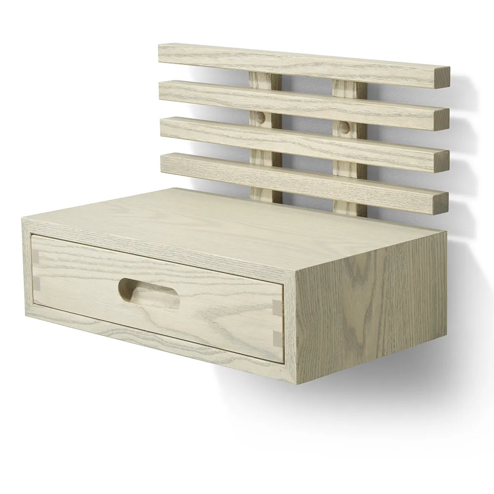 Zece Sengebord med skuffe Grå olieret ask