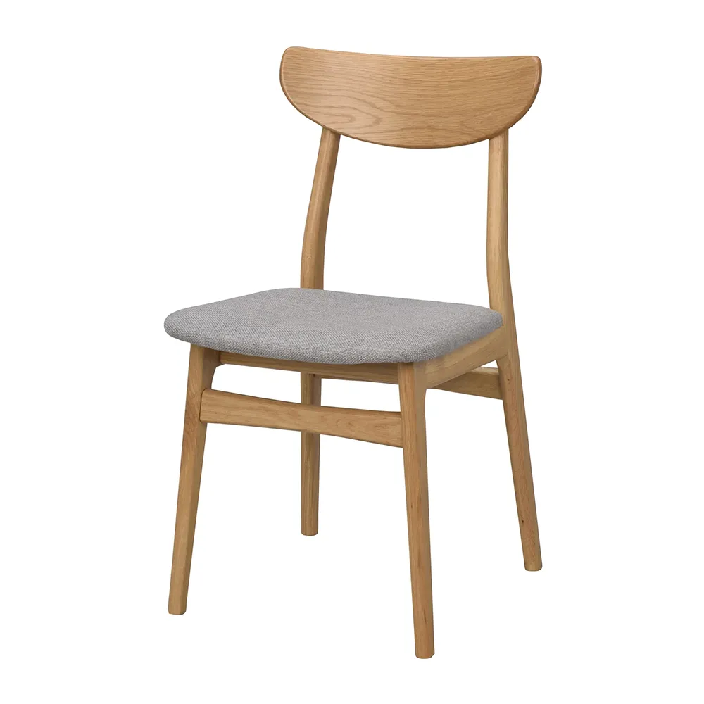 Spisebordsstol Rowico Rodham FSC 100% massiv eg/lysegrå polstret 2-pak H82ÃB44ÃD51 cm