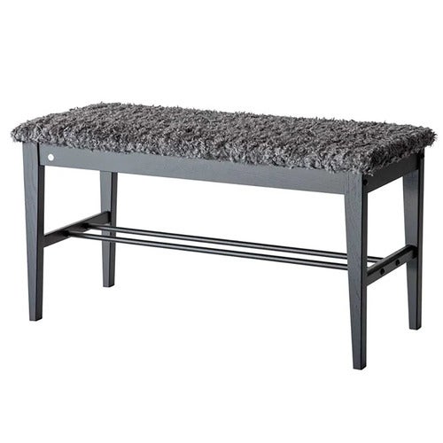Cora Bench Sortbejdset eg/fåreskindslook Mørkegrå