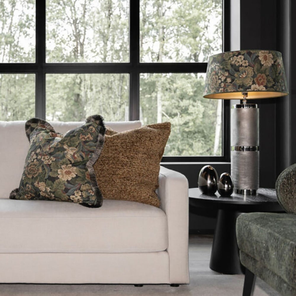 Pudebetræk i Ebonleaf Flower med frynser - 50x50 cm