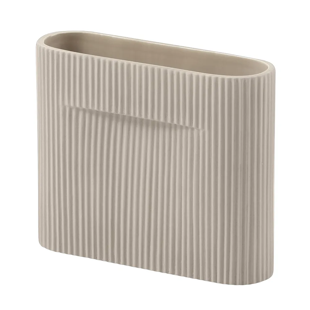 Ridge Vase H: 16,5 cm Beige