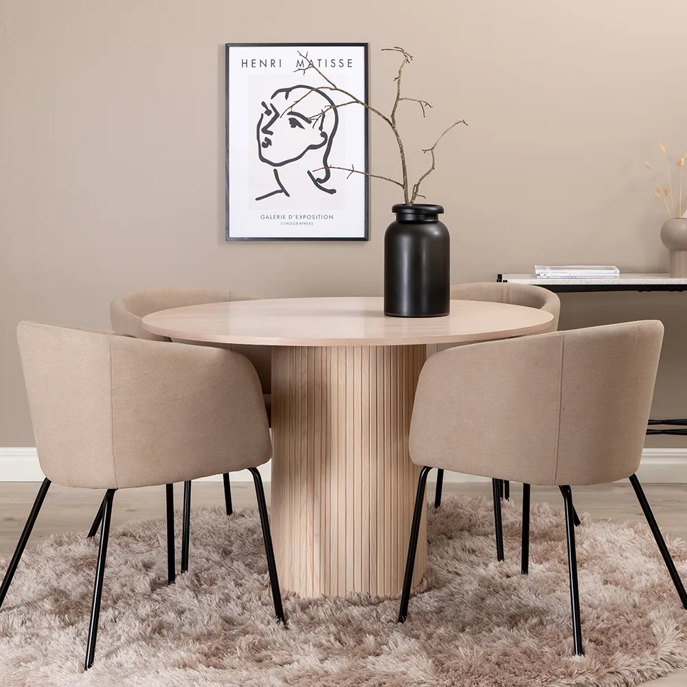 Bianca spisebord Ø110 White Wash 