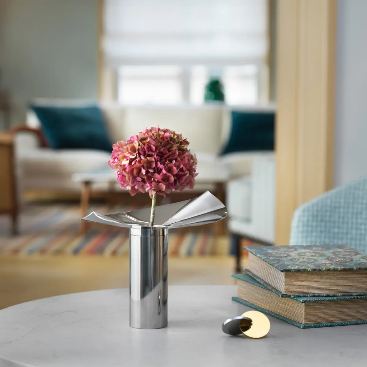 Löv vase/lysholder sølv