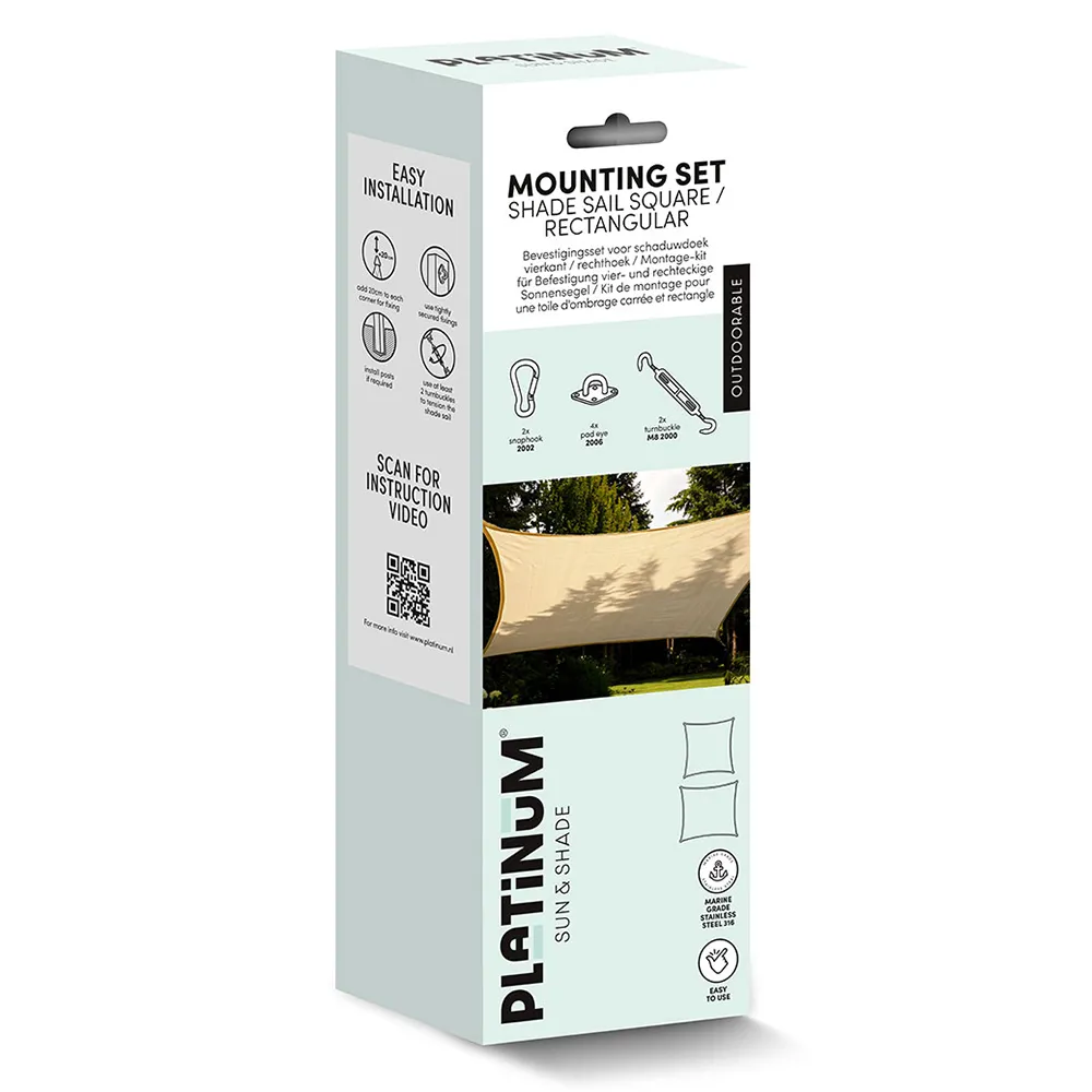 Monteringssæt til firkantede solsejl
