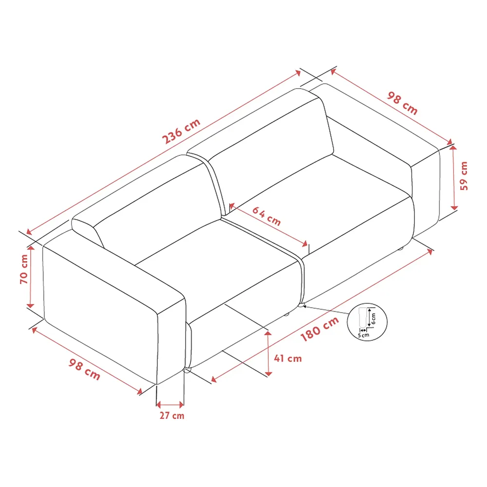 Willard sofa 3-personers stof Brenda beige