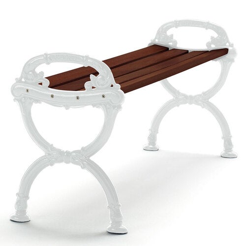 Byarum bænk / ender: hvidt træ: brunbejdset fyrretræ