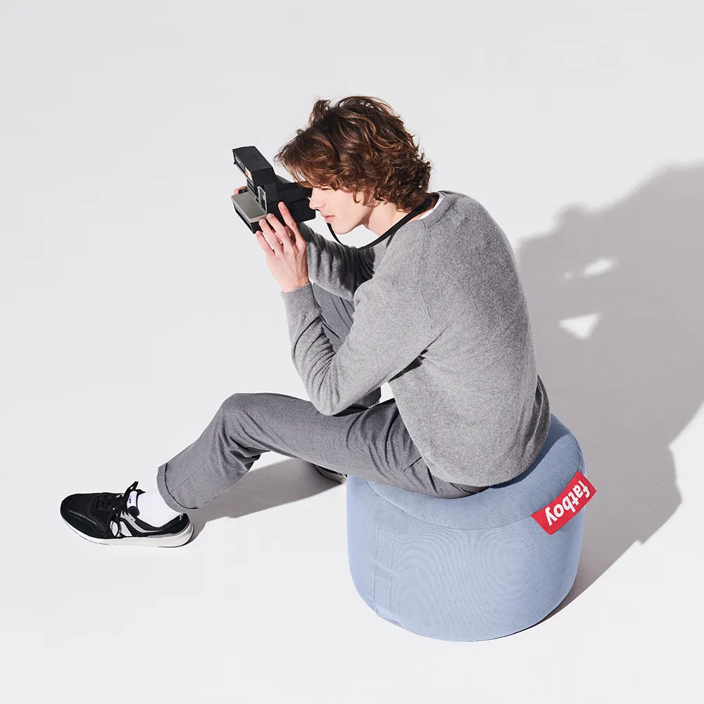 Point Stonewashed pouf Misty Blue