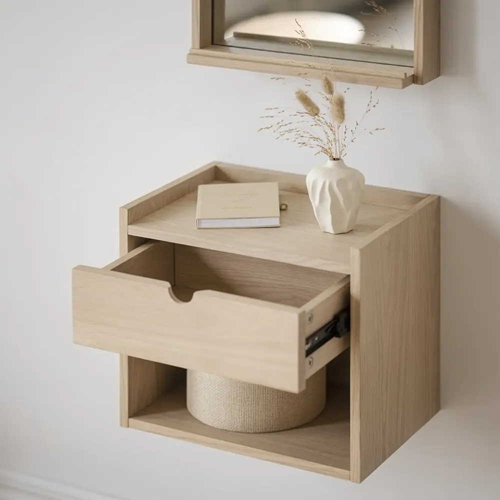 Hillmond sengebord hvidpigmenteret eg