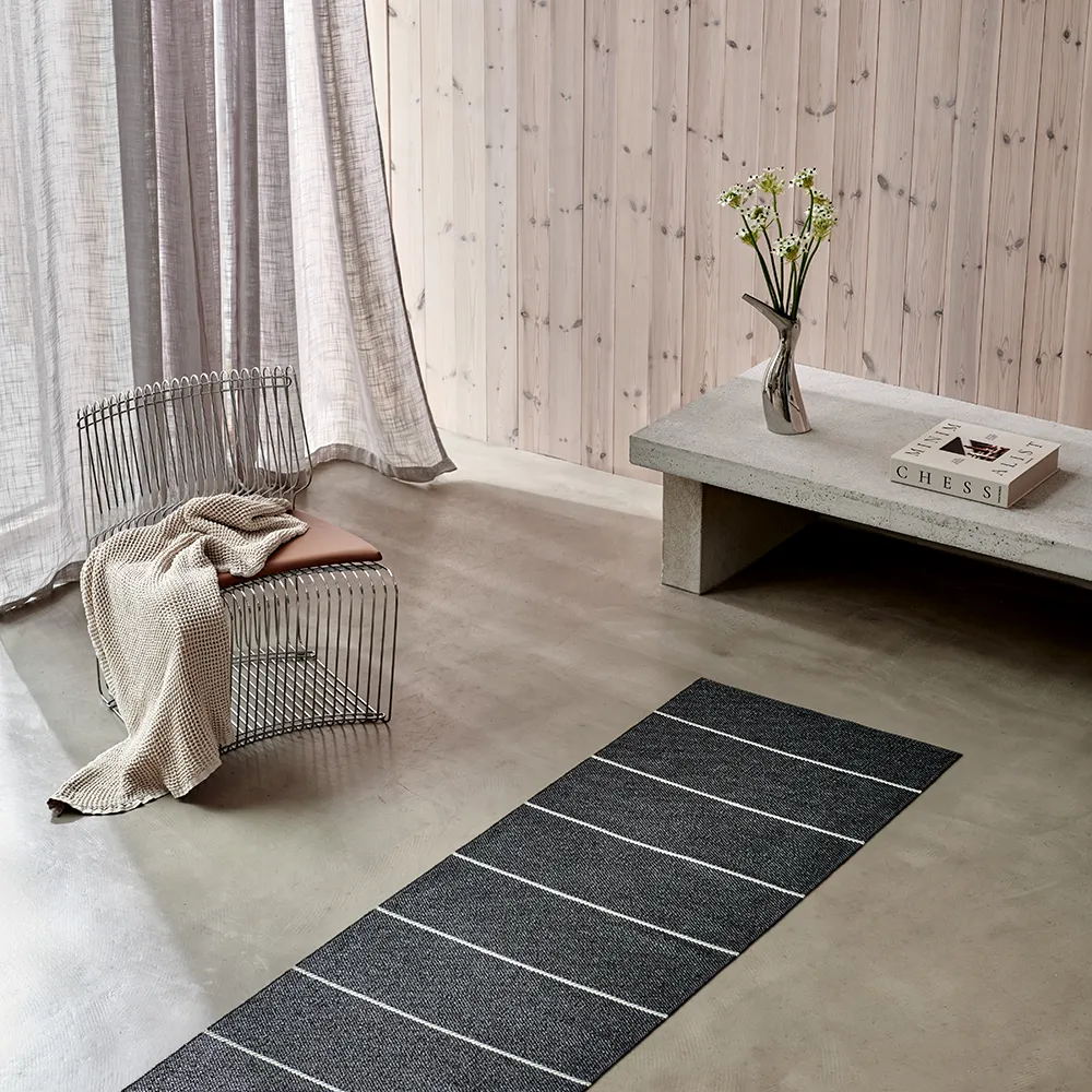 Lea tæppe Black/Misty Mint/Vanilla 70 x 225 cm