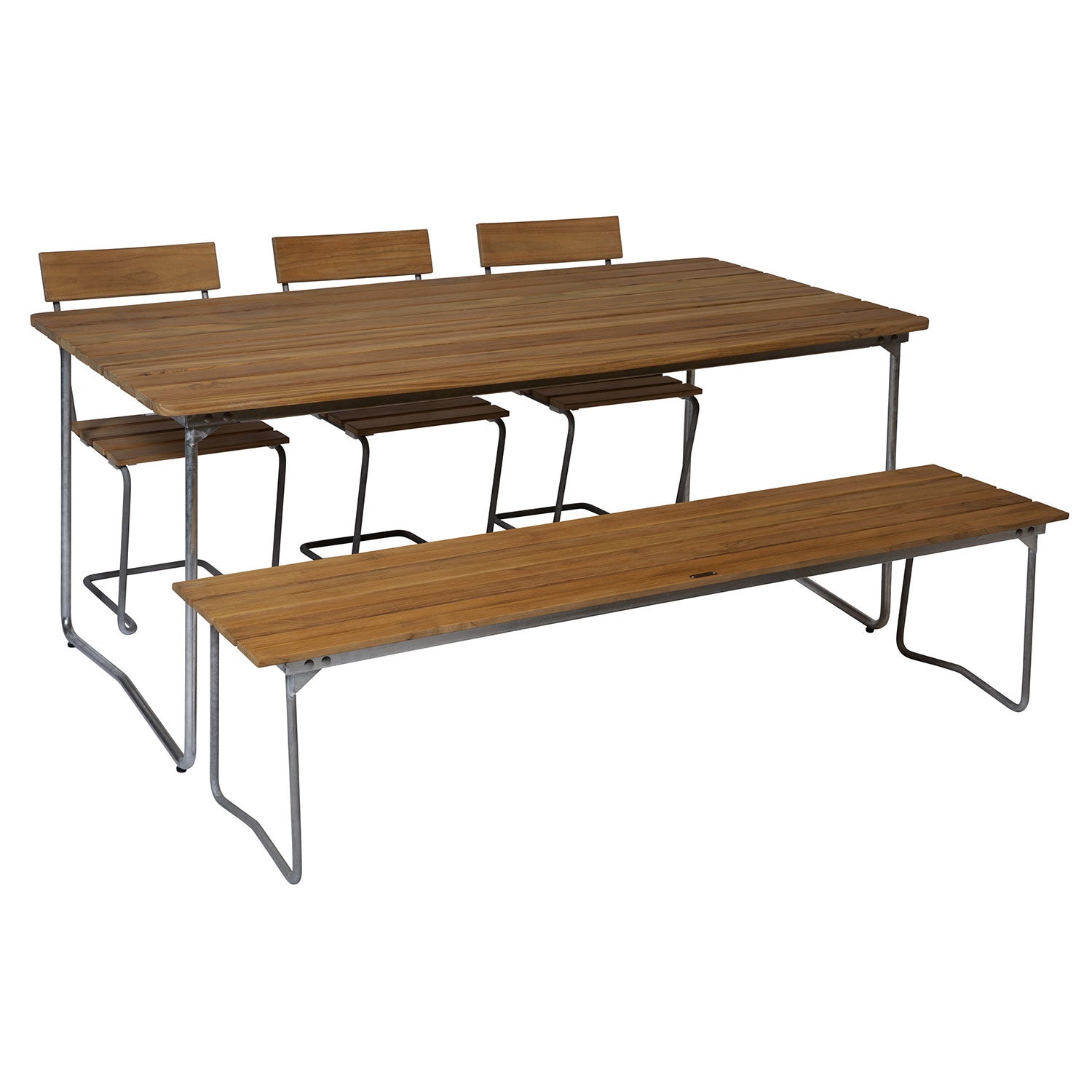 Bænk 9 Ubehandlet Teak Grythyttan Stålmöbler