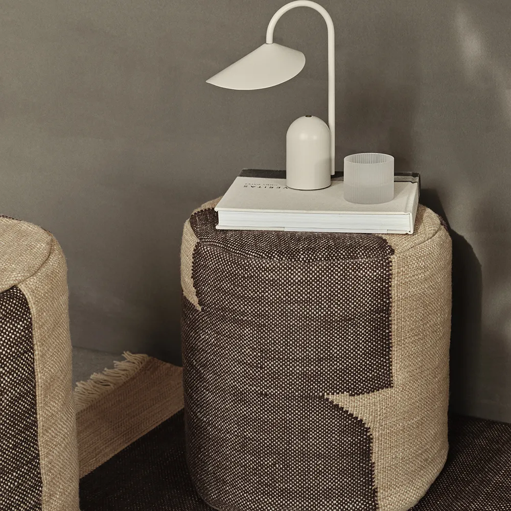 Forene Cylinder Pouf - Tan/Chocolate