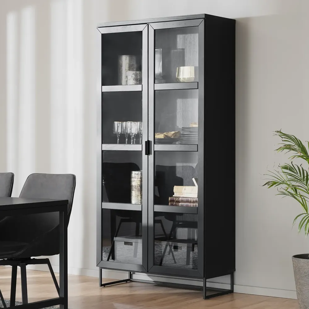 Everett vitrineskab sort